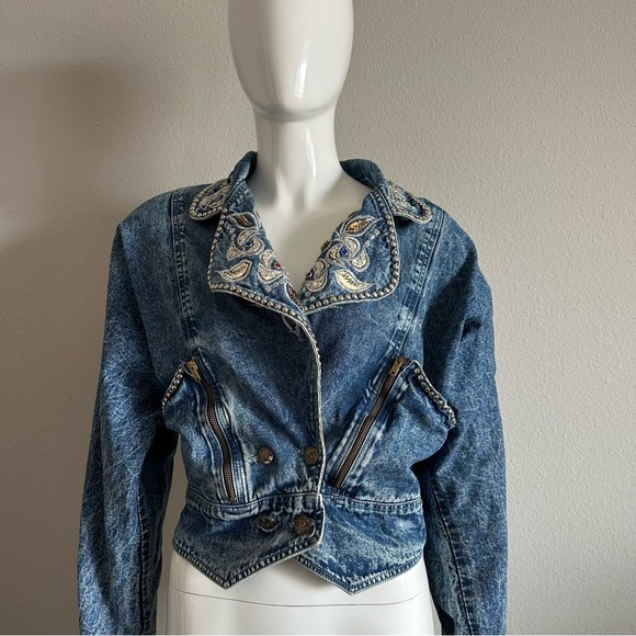Baumholle 80’s 90’s Vintage  woman’s embroidered denim jacket - Picture 16 of 16